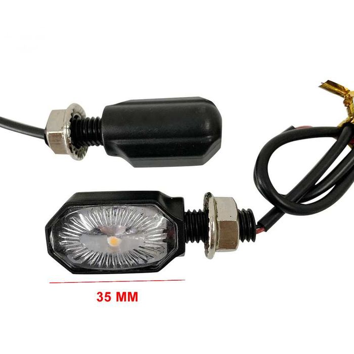 Par piscas LED octagonais rosca pequenos moto cafe racer