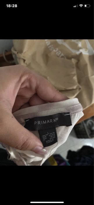 Top curto branco e rosa Primark