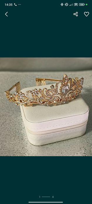 Tiara korona ślubna złota diadem