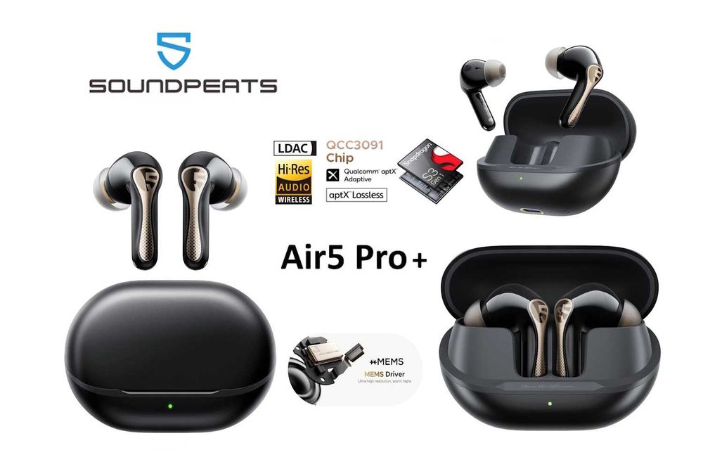 Навушники SoundPEATS Air5 Pro+ xMEMS Qualcomm aptX Lossless LDAC Black