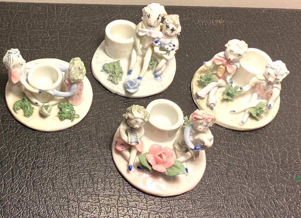 Castiçais porcelana vidrada