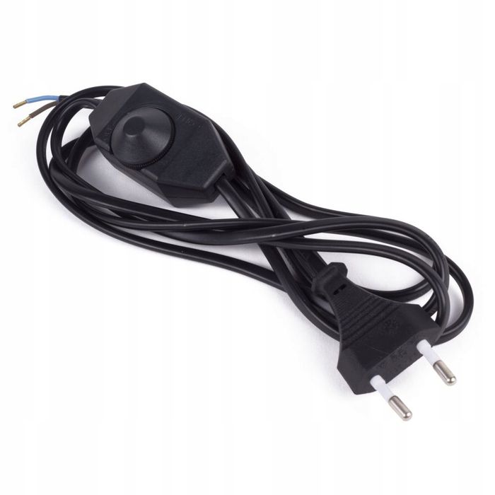 KABEL ZE ŚCIEMNIACZEM Ściemniacz na kablu CZARNY przewód z wtyczką 2m