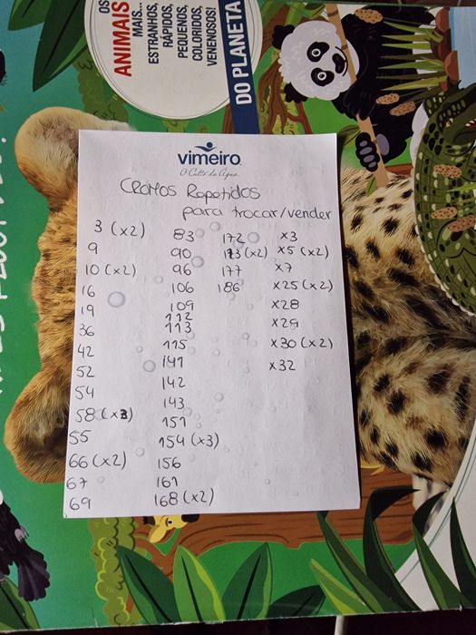 0,10€ cromos caderneta animais 2024 Venda/Troca