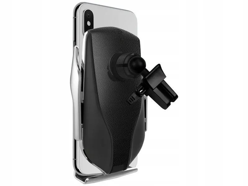 Uchwyt Na Kratę Nawiewu Srebrny Samochodowy Z Indukcyjną Ładowarką