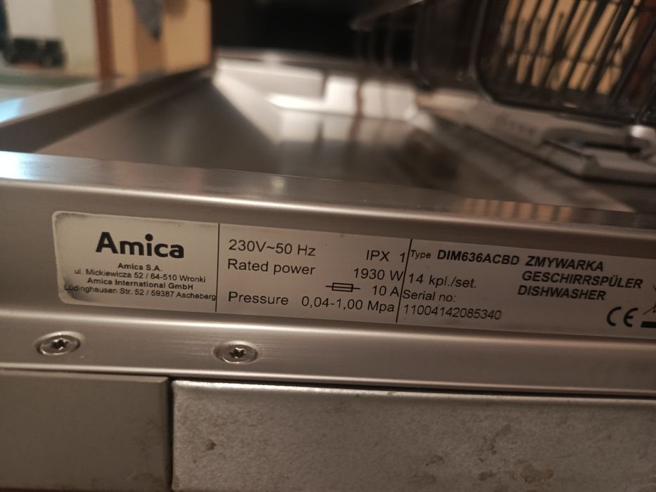 Zmywarka Amica pod zabudowę