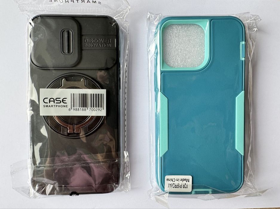 2 SZTUKI etui na iphone 15 pro max czarne turkusowe