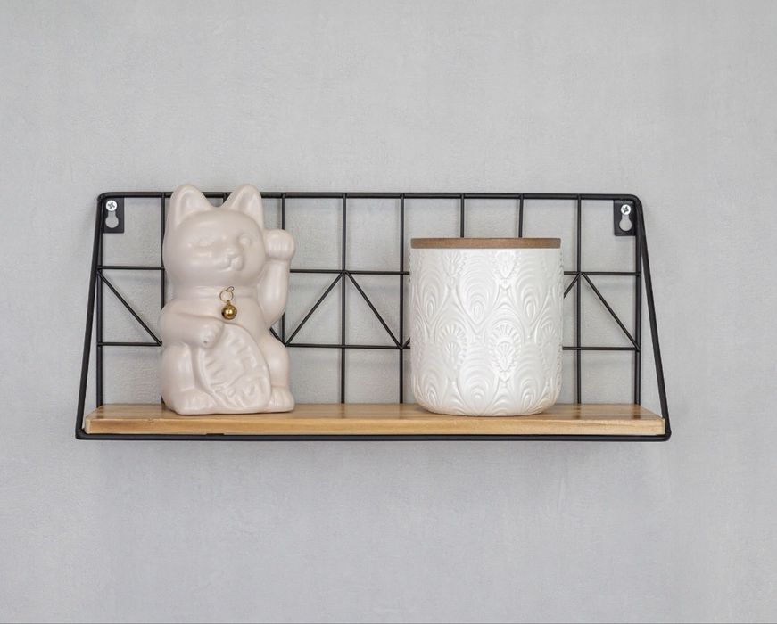 Półka ścienna wisząca loft drewniana metalowa 35 cm