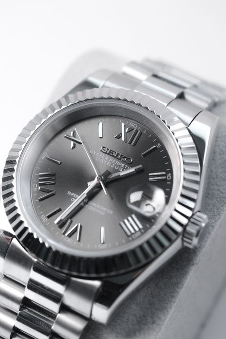 Zegarek Custom Mod Datejust Roman Gray President Seiko Mod