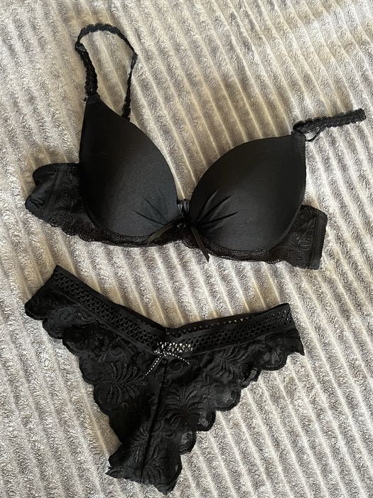 Комплект белья черный лиф бюстгальтер коричневый розовый