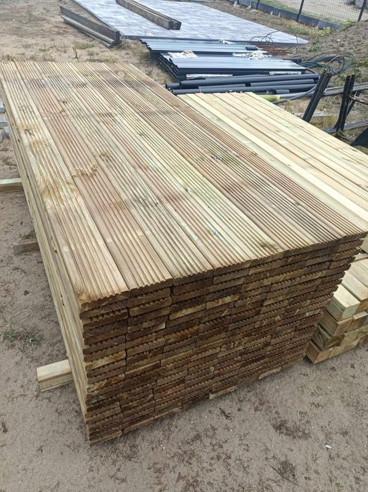 Nowa deska tarasowa ryflowana sosnowa 240x12x3 klasa A impregnowana