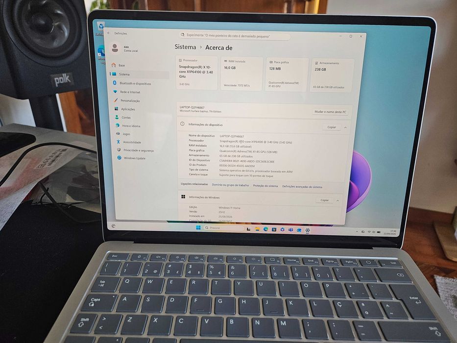 Microsoft Surface Laptop (7) 13.8"/Copilot/Snapdragon X Plus/16GB/256GB c/3 anos garantia