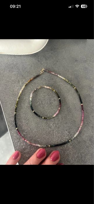 Komplet turmaliny i zloto