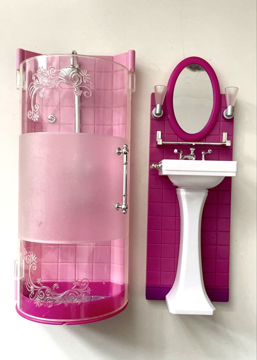 Рожеві меблі для ляльки душ і раковина Барбі Barbie Mattel 2006