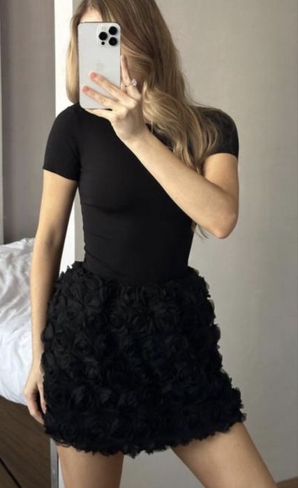 Мини женская юбка с розами zara жіноча спідниця