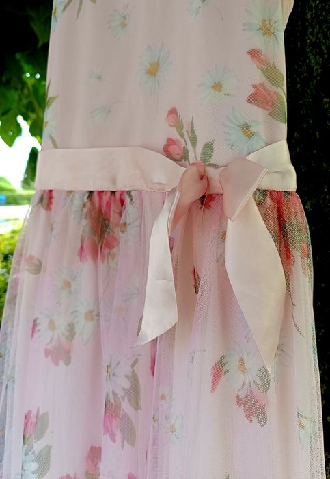 Różowa w kwiaty sukienka dla dziewczynki 14 lat