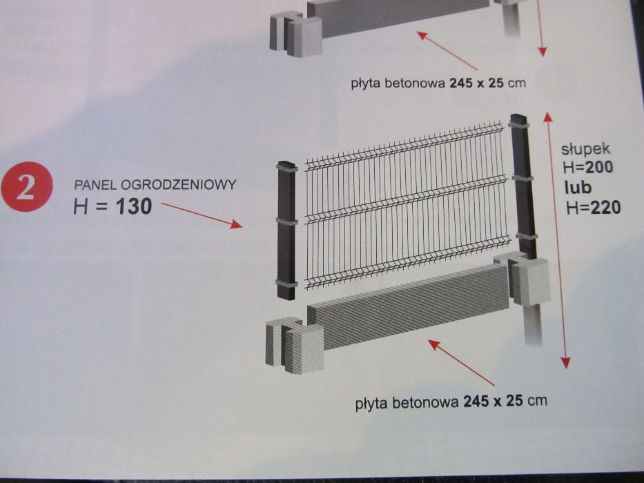 Panele Ogrodzeniowe Fi 4 H 133 + 25cm podmurówka (komplet) PRODUCENT