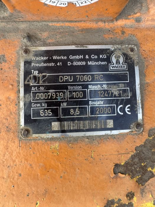 Zageszczarka Wacker 635 kg Dpu7060 rc Ubijarka