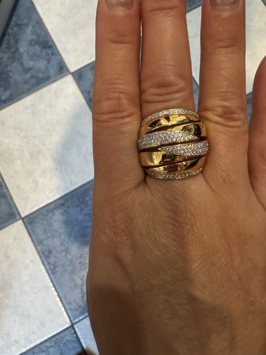Pierścionek szeroki Premium cyrkonie 17/18