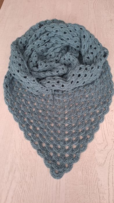 Chusta szydełkowa nowa duża szara hand made