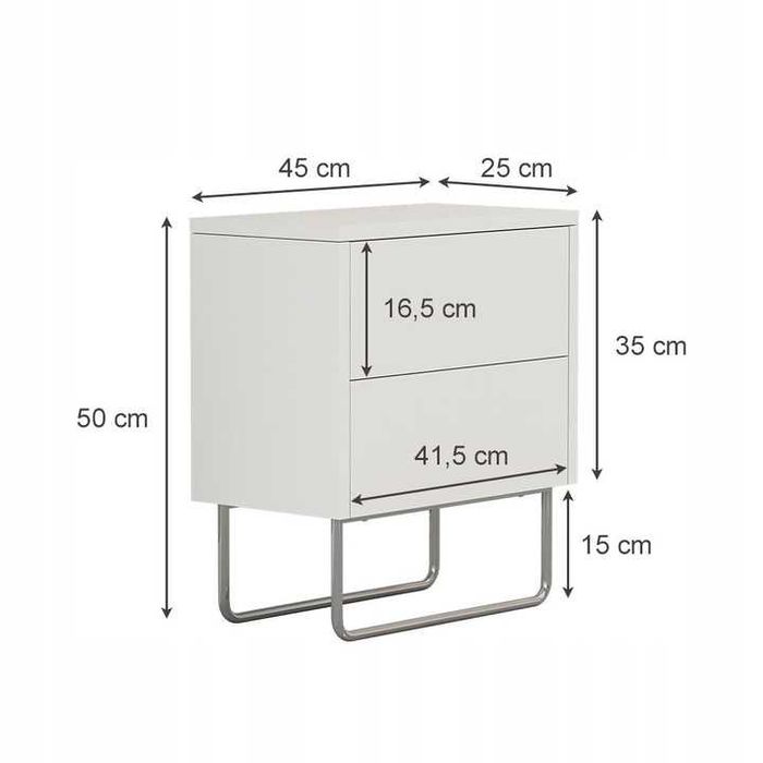 Szafka NOCNA stolik metalowe nogi biały DaMaOutlet.pl