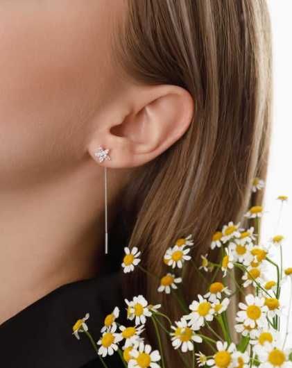 Срібні сережки - протяжки квіточки