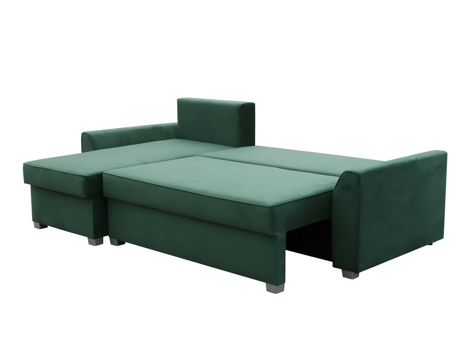 Narożnik rogówka z funkcją spania AURORA - tkanina welurowa