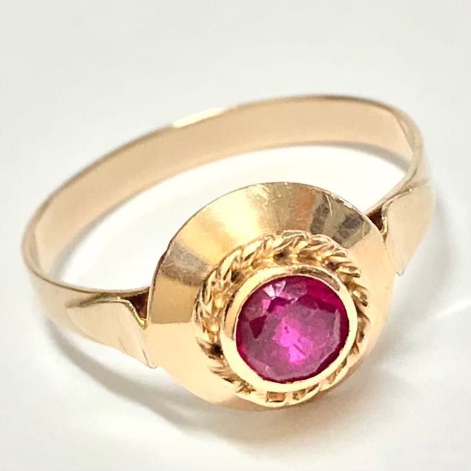 Złoty PIERŚCIONEK 14K cudowny różowy AMETYST r.17