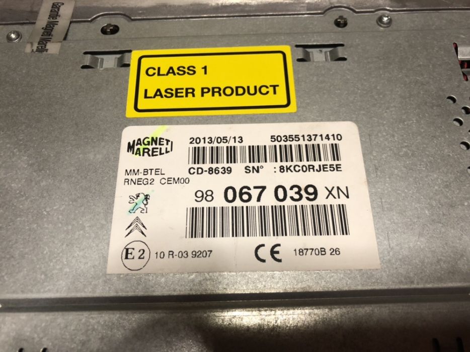 Citroen/Peugeot Rádio RT6: 208,308,508,3008,5008,DS4,DS5 e C4