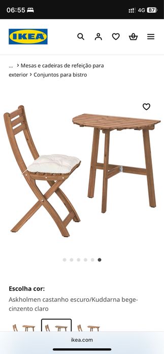 Mesa de Parede Exterior, 2 Cadeiras e 2 Almofadas