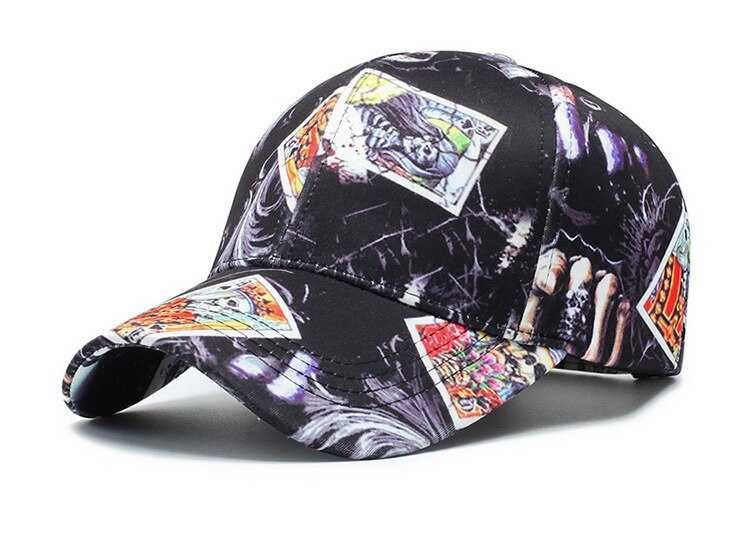 czapeczka z nadrukiem modnym kolorowym w kolorze czarnym