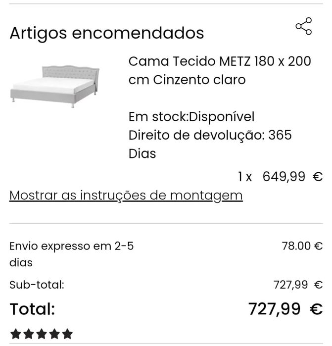 CAMA SEMI NOVA 180cm x 200cm