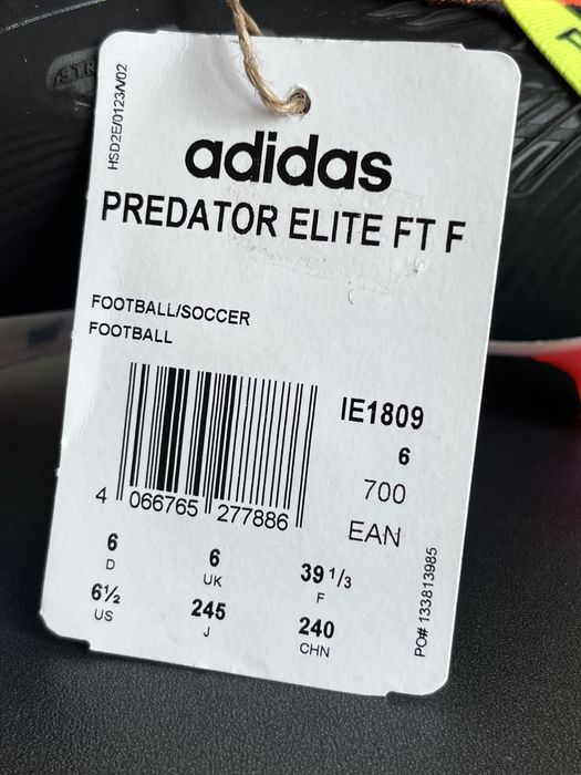 Adidas Predator Elite Ft Fg оригінал бутси розмір 39 нові IE1809