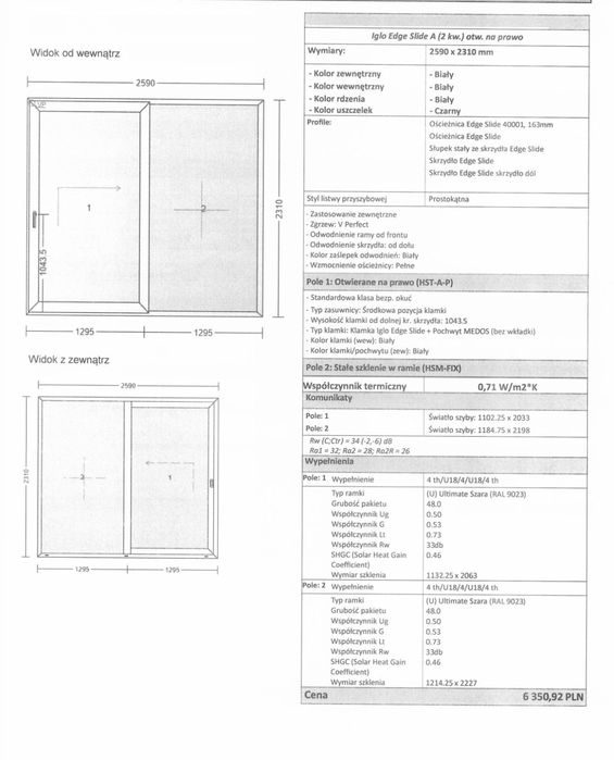Okna balkonoe tarasowe Iglo Edge Slide