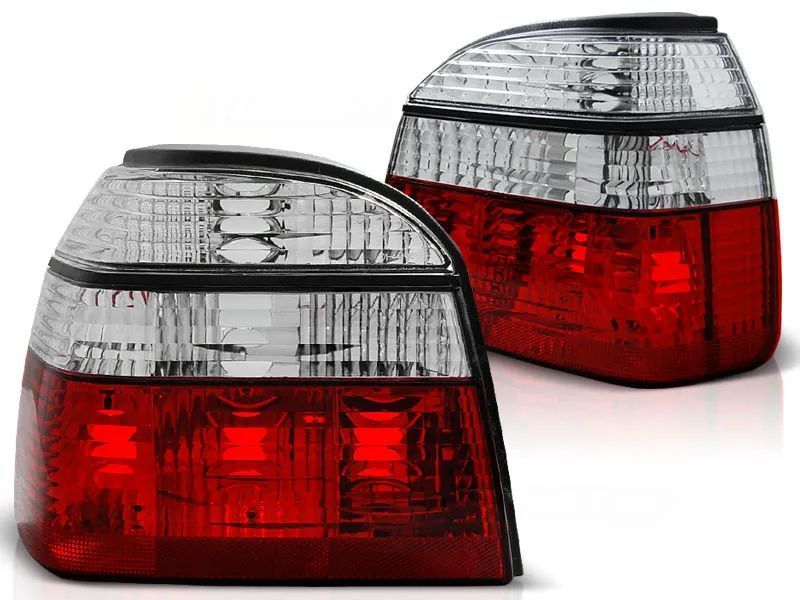 Faróis / farolins traseiros para VW Golf 3 / III com fundo vermelho cristal