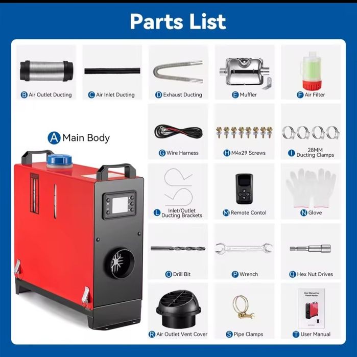 Автономний дизельний отопитель обігрівач 5кв 8кв опалювач портативна