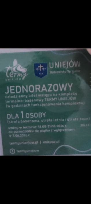 2 bilety calodniowe Termy Uniejów sauny baseny