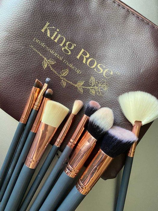 Набір професійних пензлів для макіяжу King Rose, 9 шт, Корея
