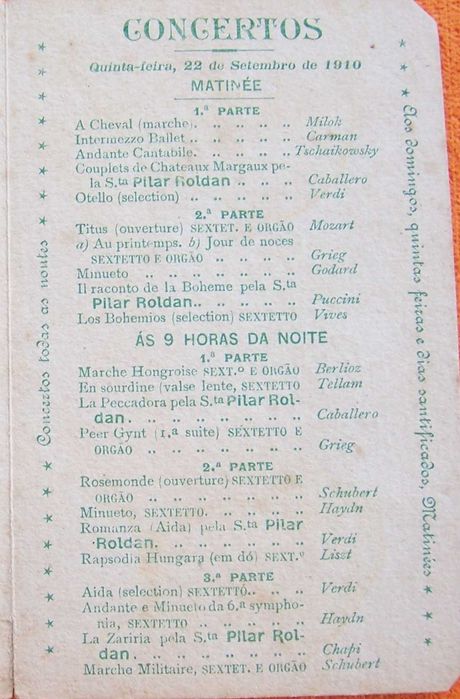 Programa de Concertos Casino Mont' Estoril 1910