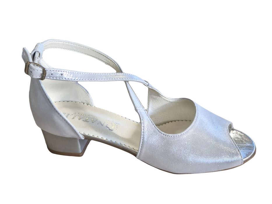 Sandały damskie skórzane srebrne obcas 4 cm nr.39