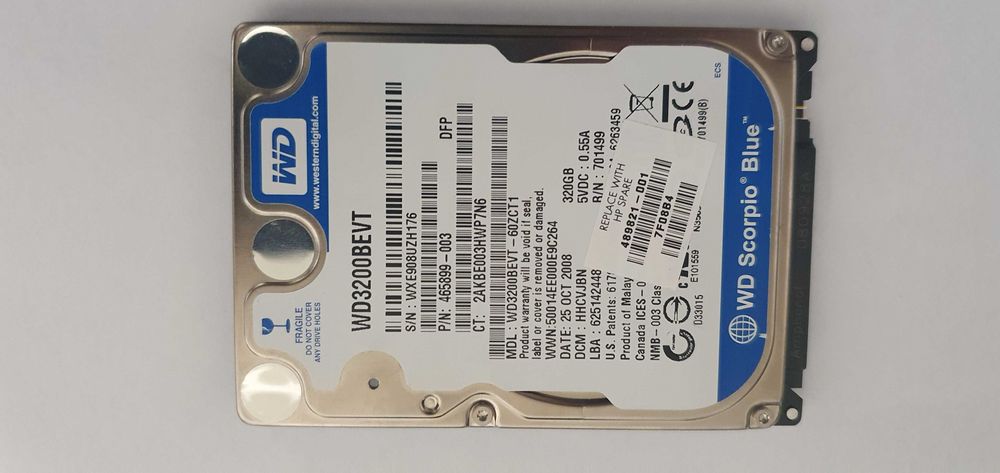 Dysk twardy 2,5' 320GB Sata Western Digital WD320BEVT
