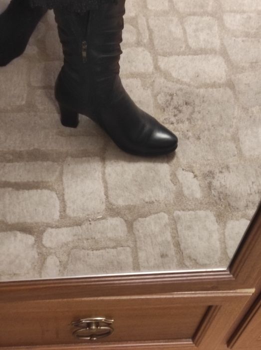 Зимние  черные сапоги "Respect" натуральная кожа на цигейкее