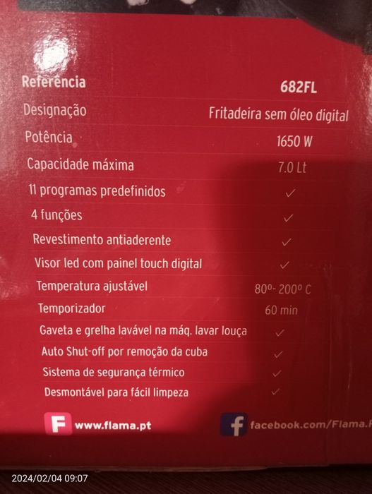 Aair fryer XXL de 7L   FLAMA