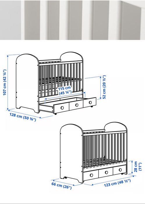 Berço c/ Gaveta, Branco, 60x120 cm. Está em perfeita condição.