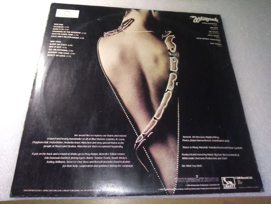 Antigo vinil LP álbum de 1984 Whitesnake – Slide It In