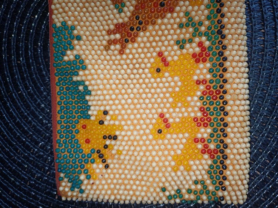 Portfelik portmonetka z koralików retro lata 70te