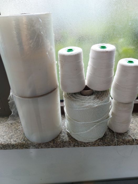 4 bobinas de fio de algodão 2 bobinas de plástico 1 bobina cordel de n