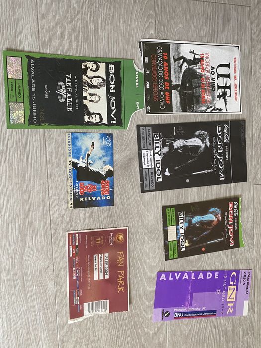 Bilhetes de concertos de musica