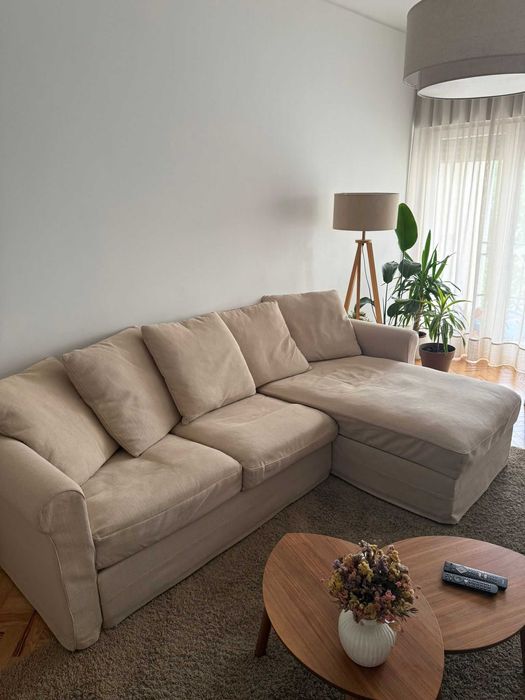 Sofá IKEA GRÖNLID 3 Lugares c/ Chaise Longue Bege - (Muito Bom Estado)