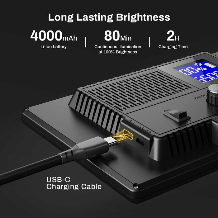 RALENO Lampa wideo LED PLV-S116, bateria 4000 mAh CRI>95,