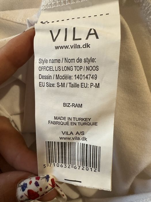 Vila -базовий лонгтоп з довгим рукавом, приталений, s/m